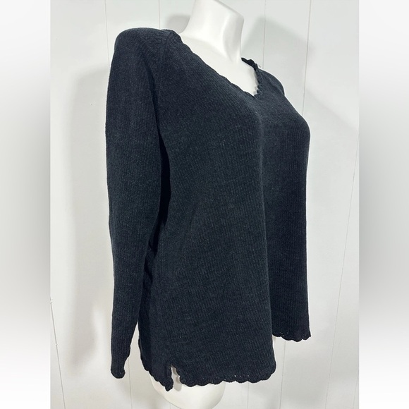 NWT Outside Additions by Stan Herman Sz 1X Black Sweater Neck/Sleeve/Hem Decor - Picture 2 of 9